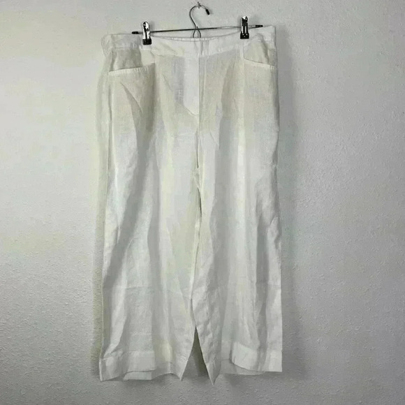 J Jill Love Linen Women’s Cropped Pants White Size XL 100% Linen - Picture 1 of 10